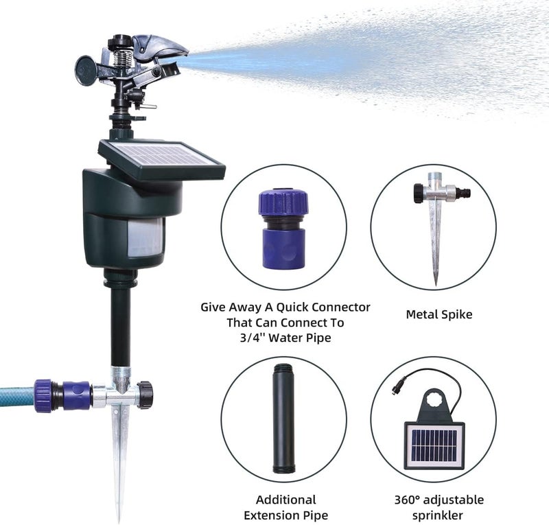 Yardeen Outdoor Repellent for Yard Motion Activated with Solar Panel Water Spray Garden Sprinkler Irrigation System - Image 2